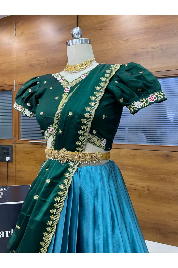 Women's Woven Design zari work Half Saree with Embroidered Blouse and Dupatta Ravleena - Image 14