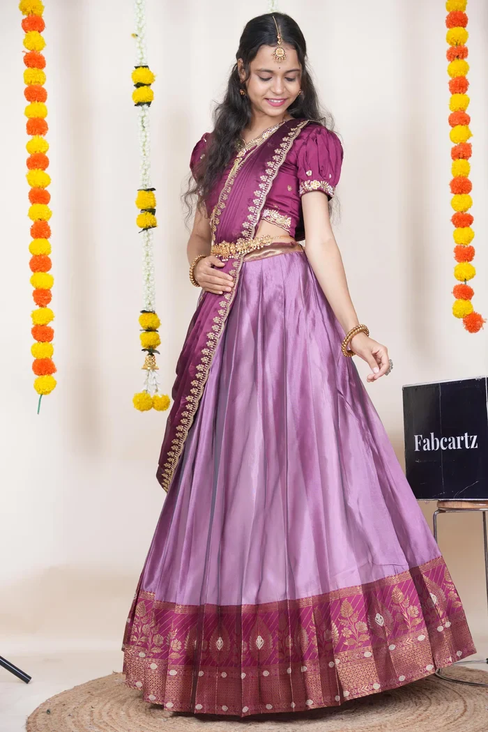 Women's Woven Design zari work Half Saree with Embroidered Blouse and Dupatta Ravleena - Image 32