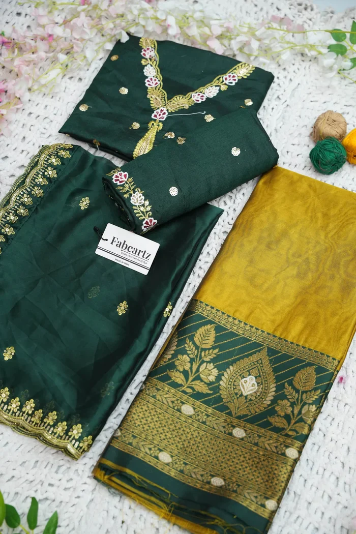 Women's Woven Design zari work Half Saree with Embroidered Blouse and Dupatta Ravleena - Image 74