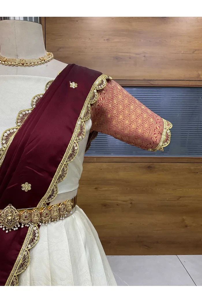 Women's Woven Design zari work Half Saree with Blouse and Rangoli Dupatta Revati - Image 17
