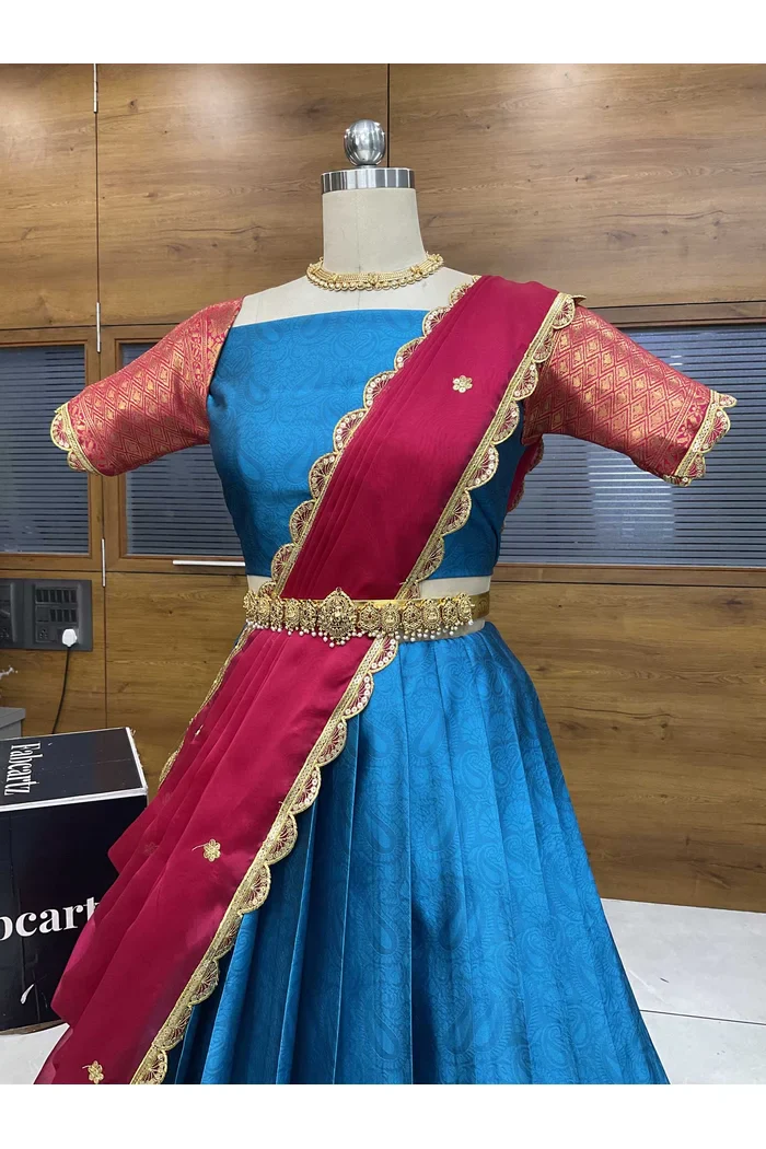 Women's Woven Design zari work Half Saree with Blouse and Rangoli Dupatta Revati - Image 23