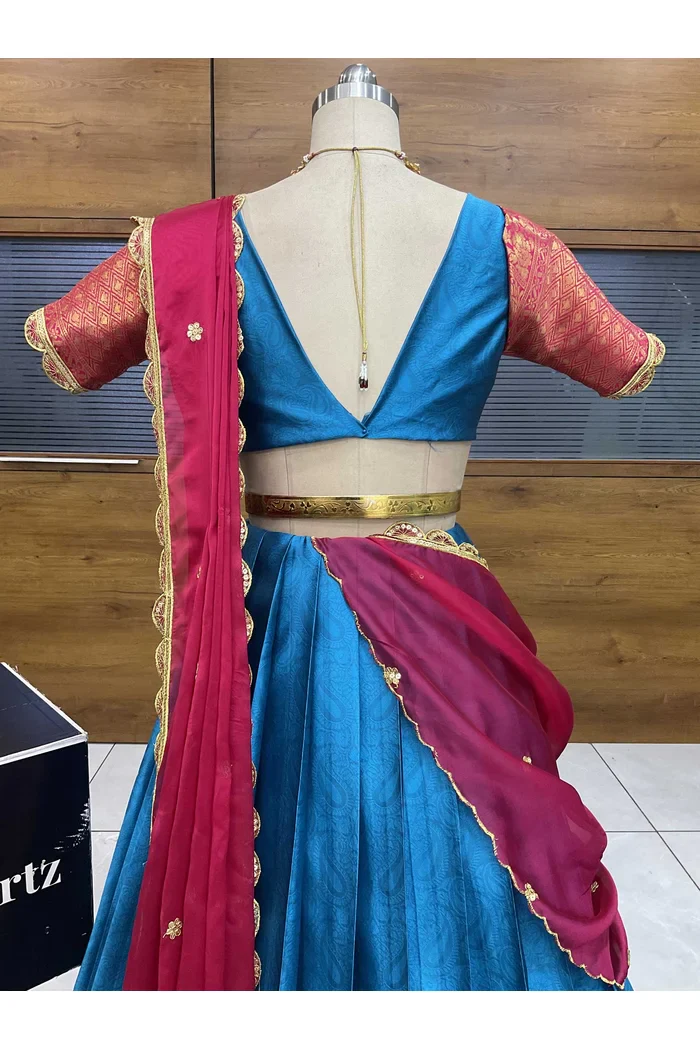 Women's Woven Design zari work Half Saree with Blouse and Rangoli Dupatta Revati - Image 24