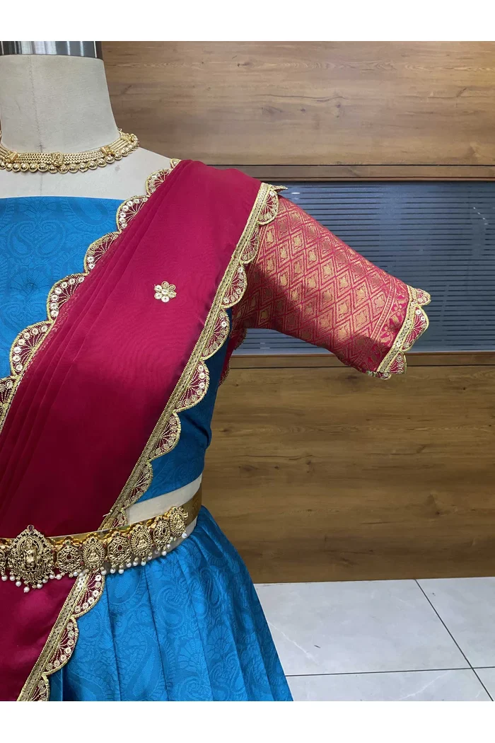 Women's Woven Design zari work Half Saree with Blouse and Rangoli Dupatta Revati - Image 25