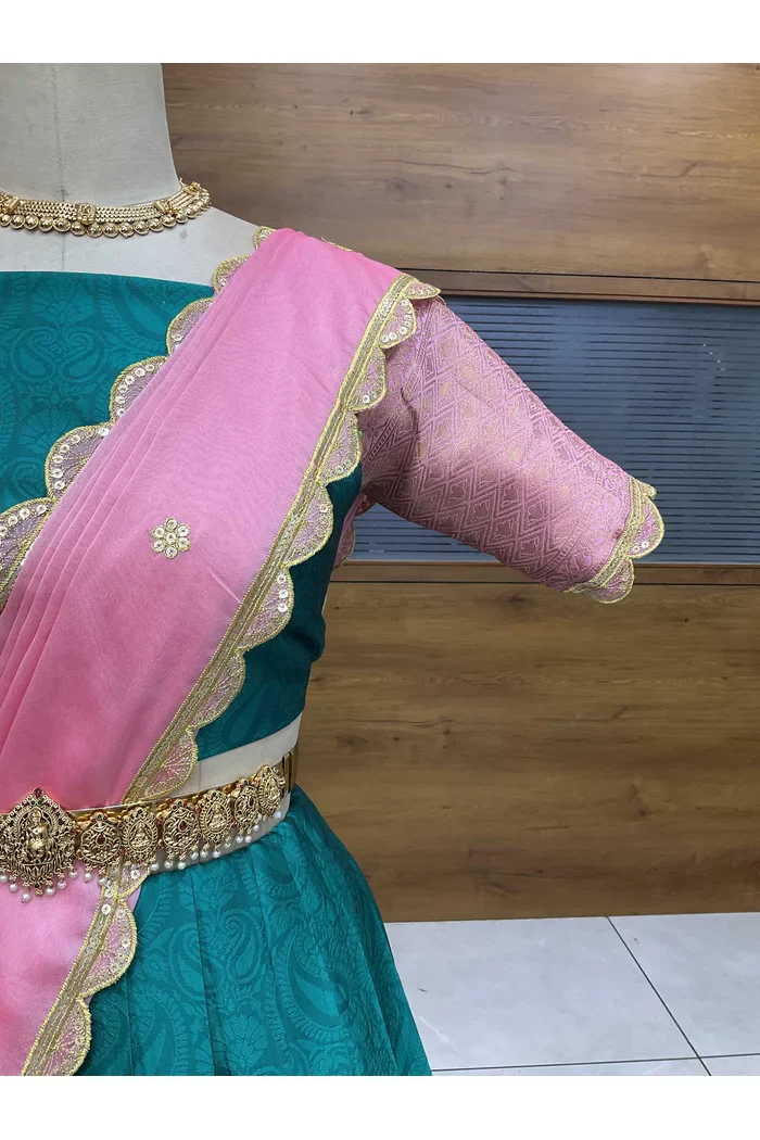 Women's Woven Design zari work Half Saree with Blouse and Rangoli Dupatta Revati - Image 31