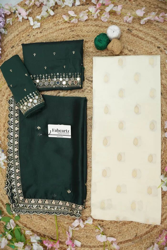 South Indian Festival Traditional Half Saree with Embroidered Blouse & Dupatta Ridhima - Image 26