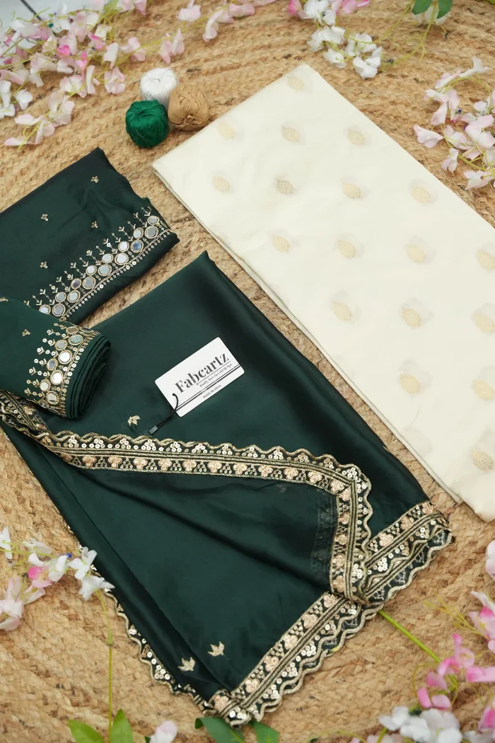 South Indian Festival Traditional Half Saree with Embroidered Blouse & Dupatta Ridhima - Image 27