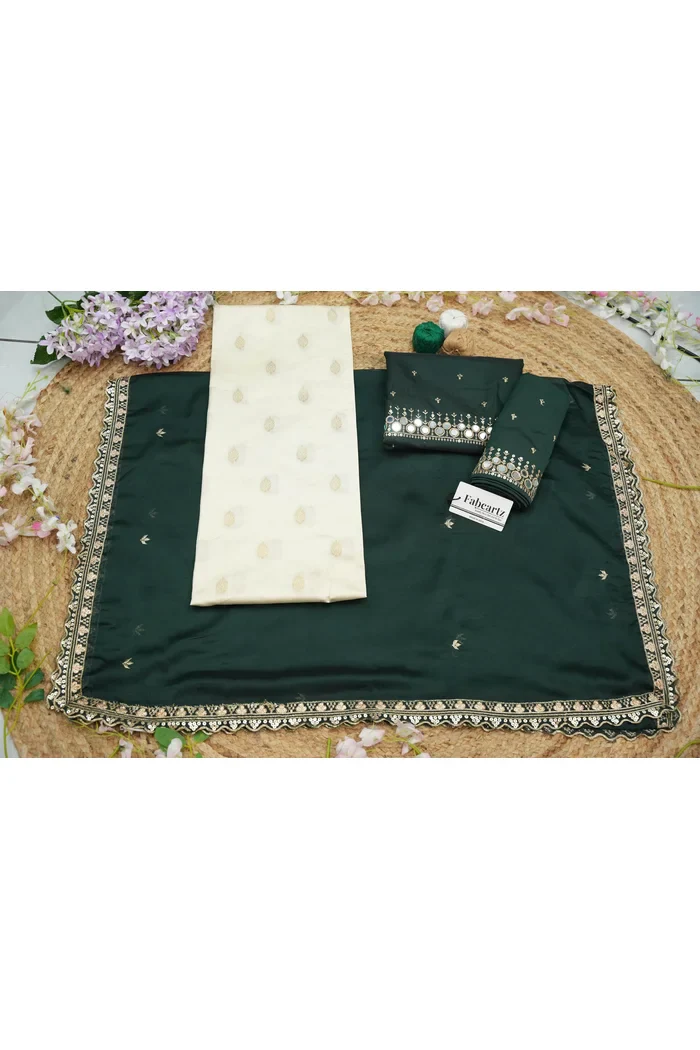 South Indian Festival Traditional Half Saree with Embroidered Blouse & Dupatta Ridhima - Image 32