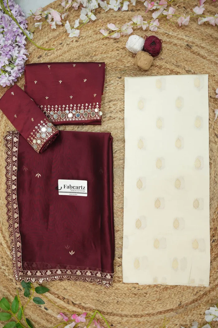 South Indian Festival Traditional Half Saree with Embroidered Blouse & Dupatta Ridhima - Image 40