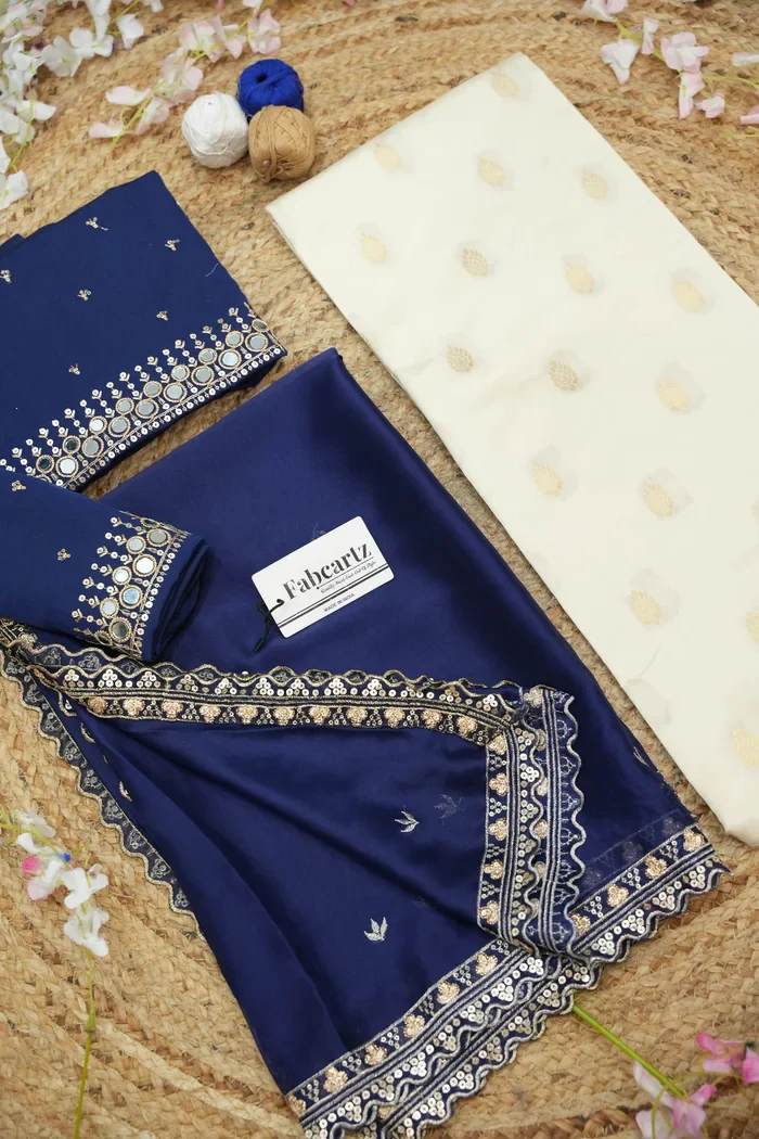 South Indian Festival Traditional Half Saree with Embroidered Blouse & Dupatta Ridhima - Image 48