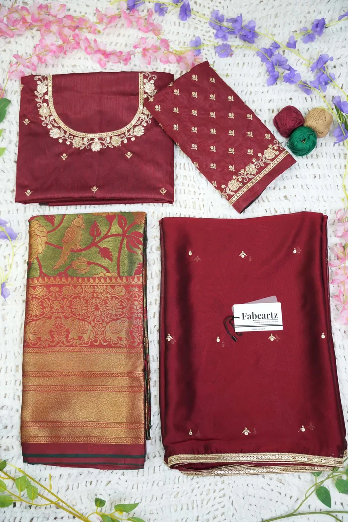 Women's Woven Design zari work Half Saree with Embroidered Blouse and Dupatta Rosie - Image 44