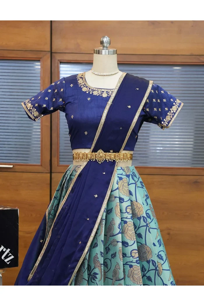 Women's Woven Design zari work Half Saree with Embroidered Blouse and Dupatta Rosie - Image 5