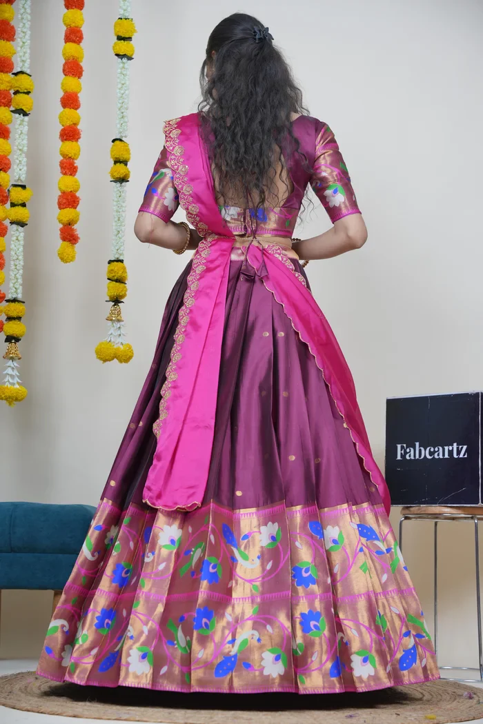 Women's Woven Design zari work Half Saree with Embroidered Blouse and Dupatta Rupmani - Image 17