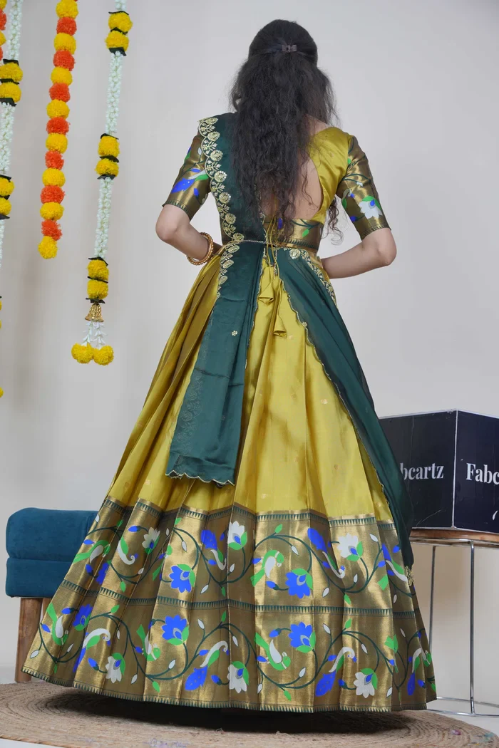 Women's Woven Design zari work Half Saree with Embroidered Blouse and Dupatta Rupmani - Image 25