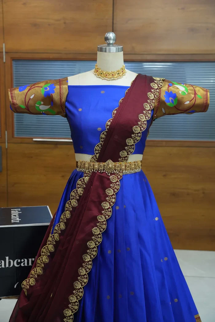 Women's Woven Design zari work Half Saree with Embroidered Blouse and Dupatta Rupmani - Image 21