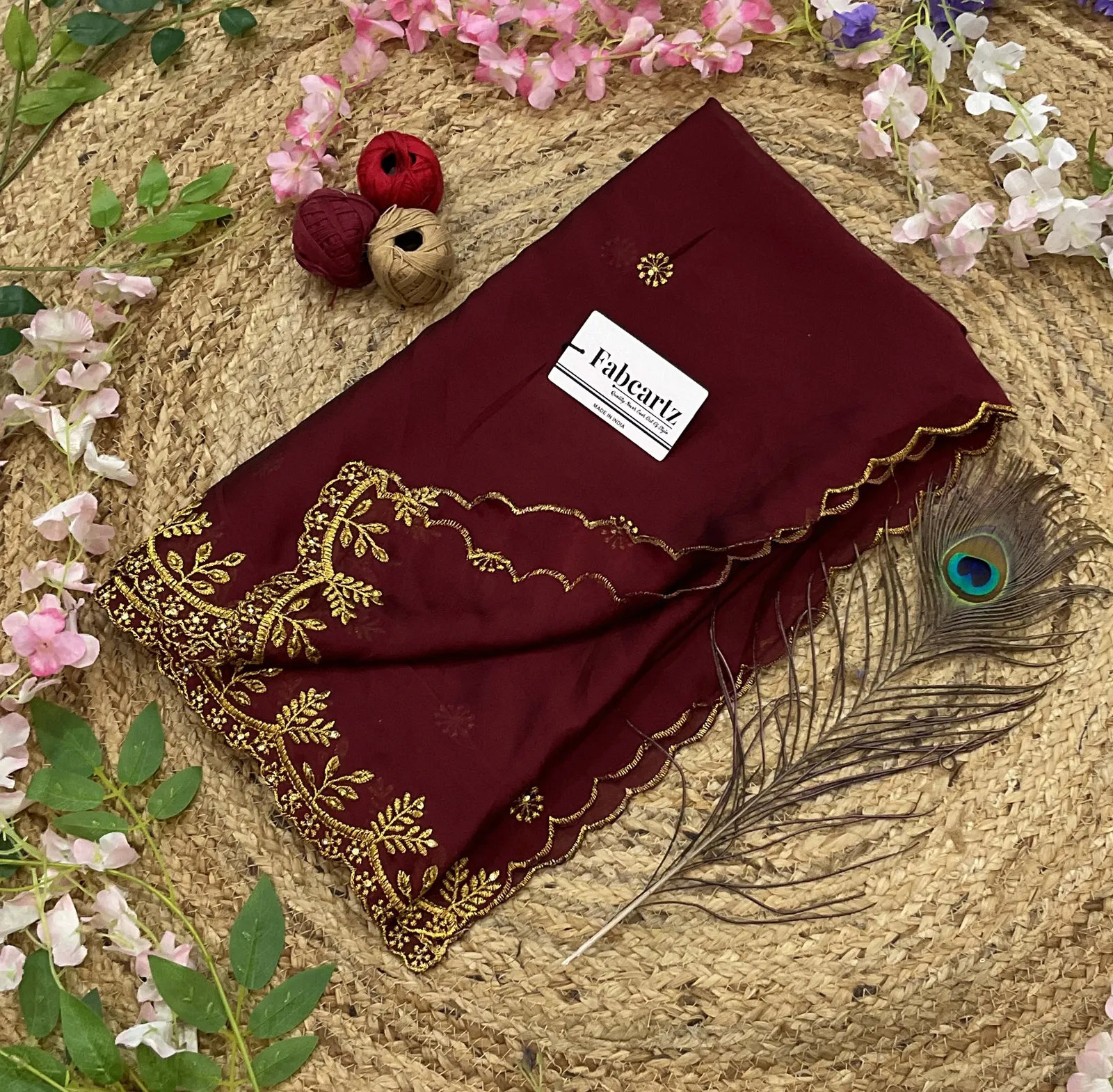 Beautiful Embroidery & Beads work Rangoli Dupatta for women | Only Dupatta SaraswatiDup - Image 6