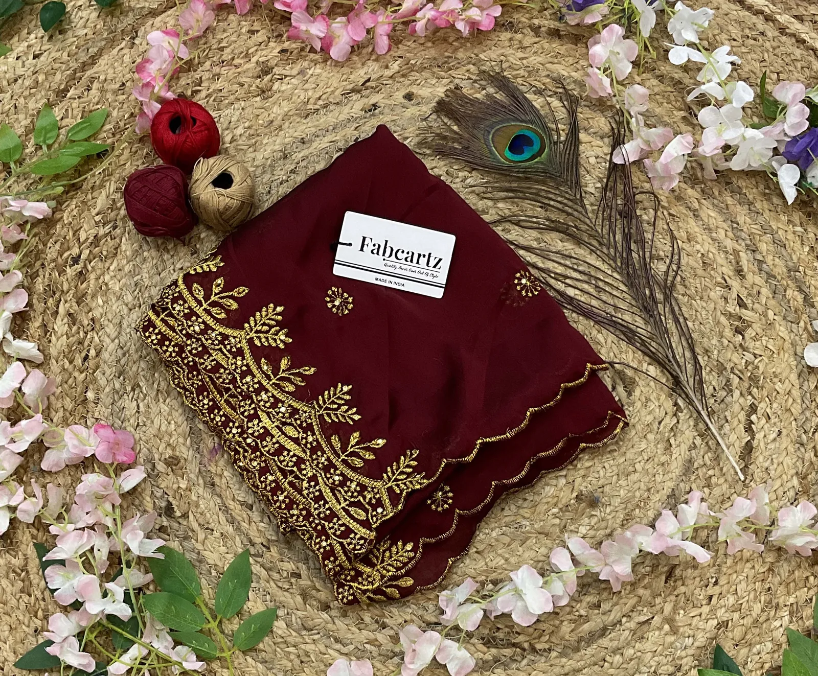 Beautiful Embroidery & Beads work Rangoli Dupatta for women | Only Dupatta SaraswatiDup - Image 7