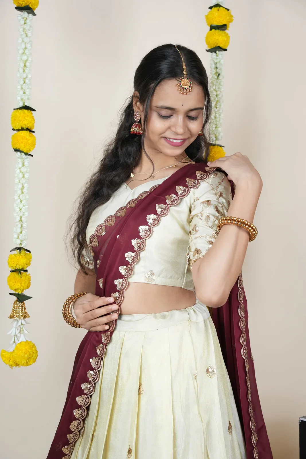 Women's Embroidered Half Saree with Blouse and Dupatta Satyabhumi - Image 15