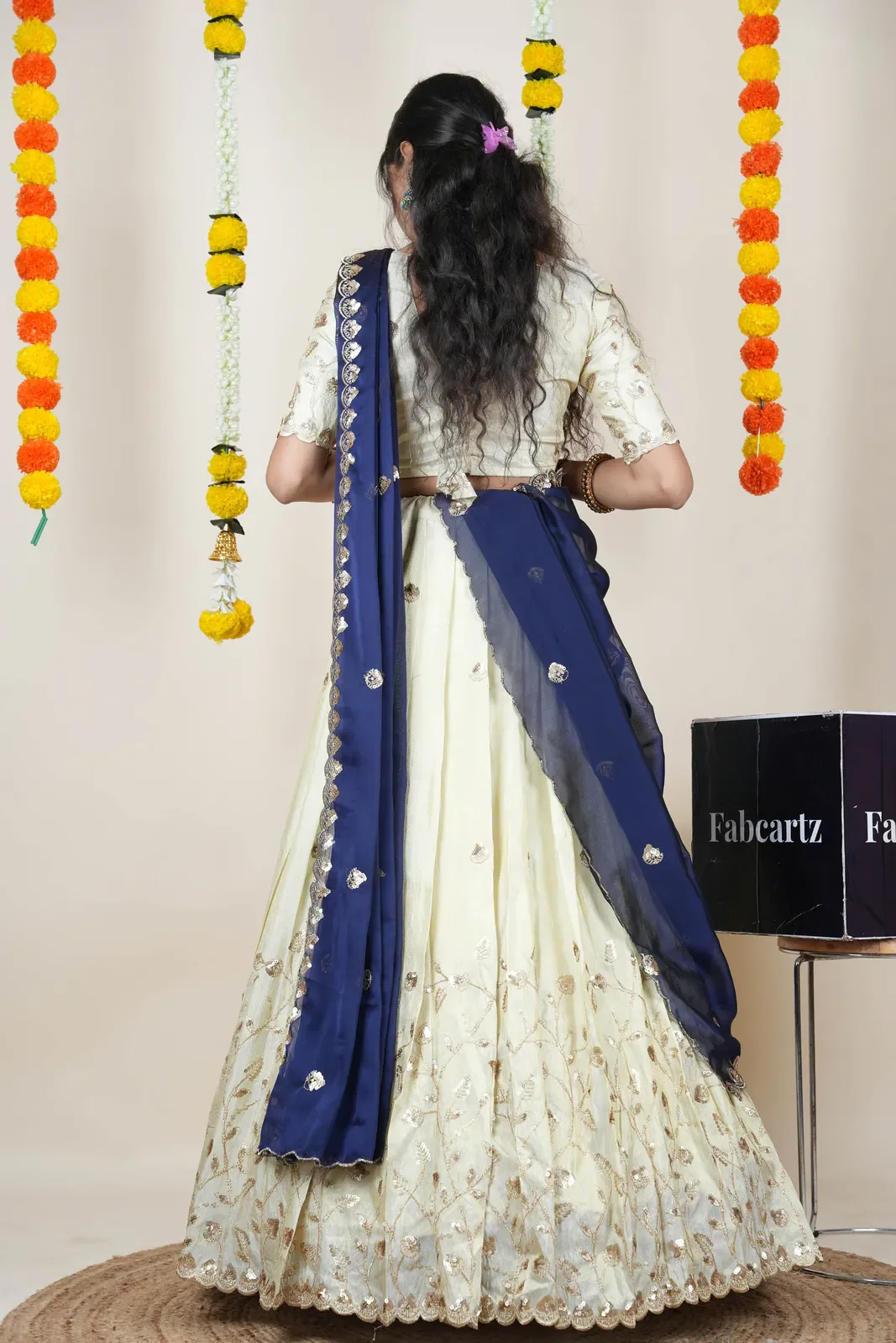 Women's Embroidered Half Saree with Blouse and Dupatta Satyabhumi - Image 18