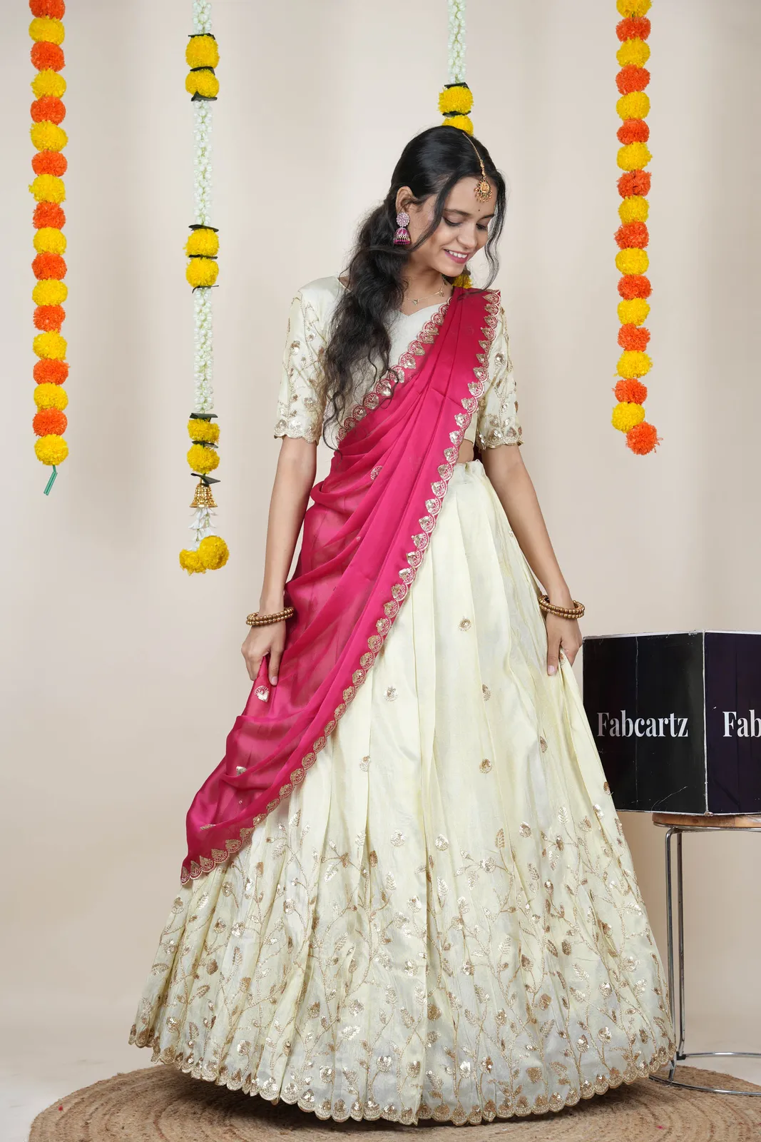 Women's Embroidered Half Saree with Blouse and Dupatta Satyabhumi - Image 38