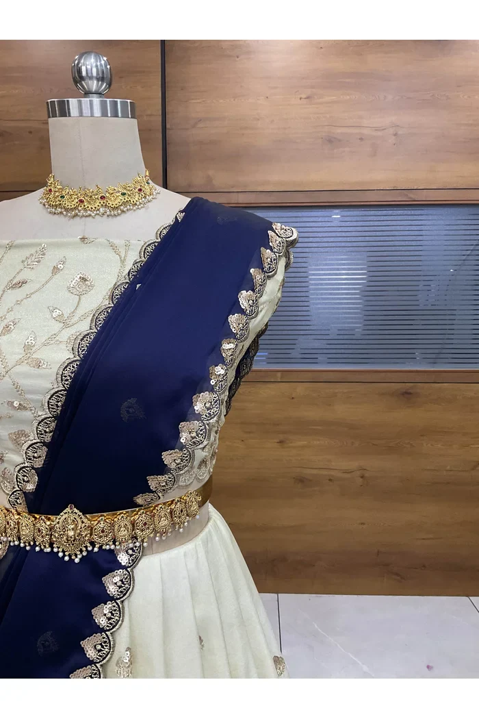 Women's Embroidered Half Saree with Blouse and Dupatta Satyabhumi - Image 14