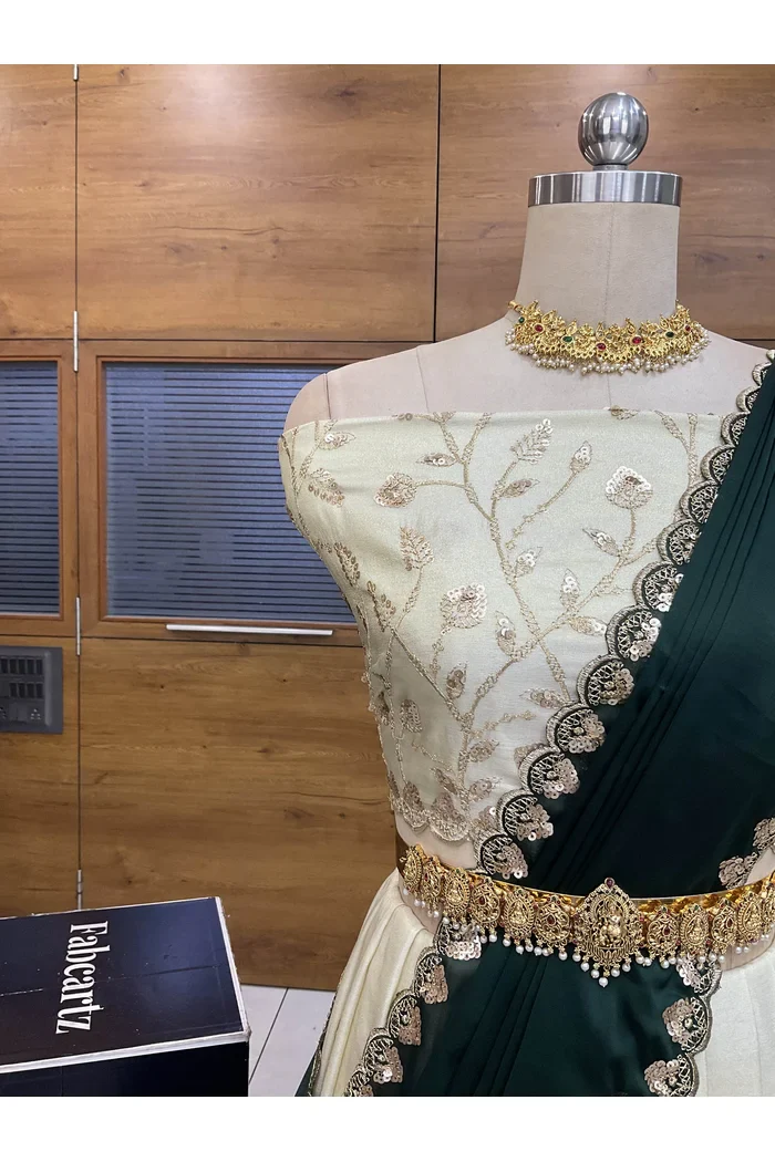 Women's Embroidered Half Saree with Blouse and Dupatta Satyabhumi - Image 5