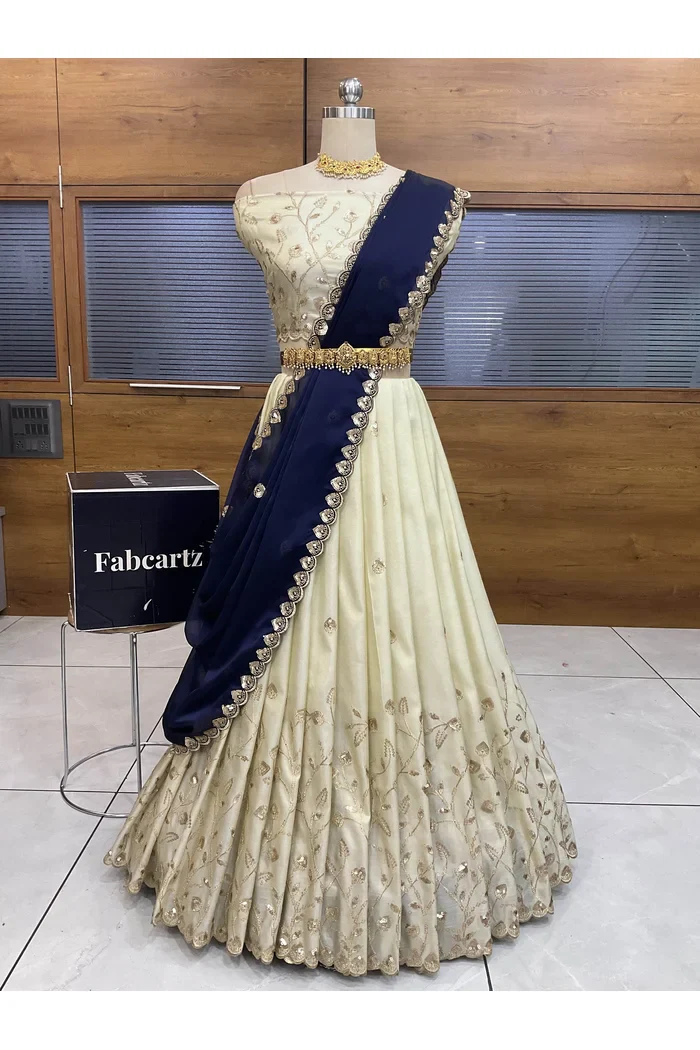 Women's Embroidered Half Saree with Blouse and Dupatta Satyabhumi - Image 77
