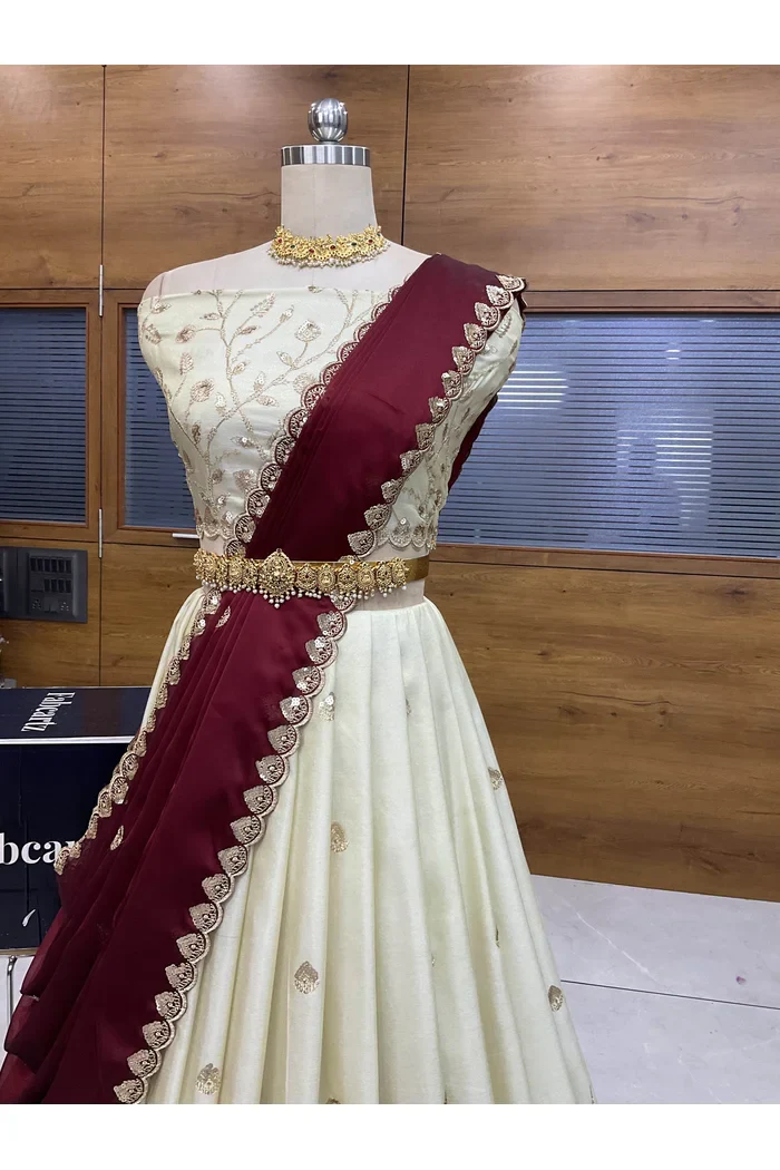 Women's Embroidered Half Saree with Blouse and Dupatta Satyabhumi - Image 8