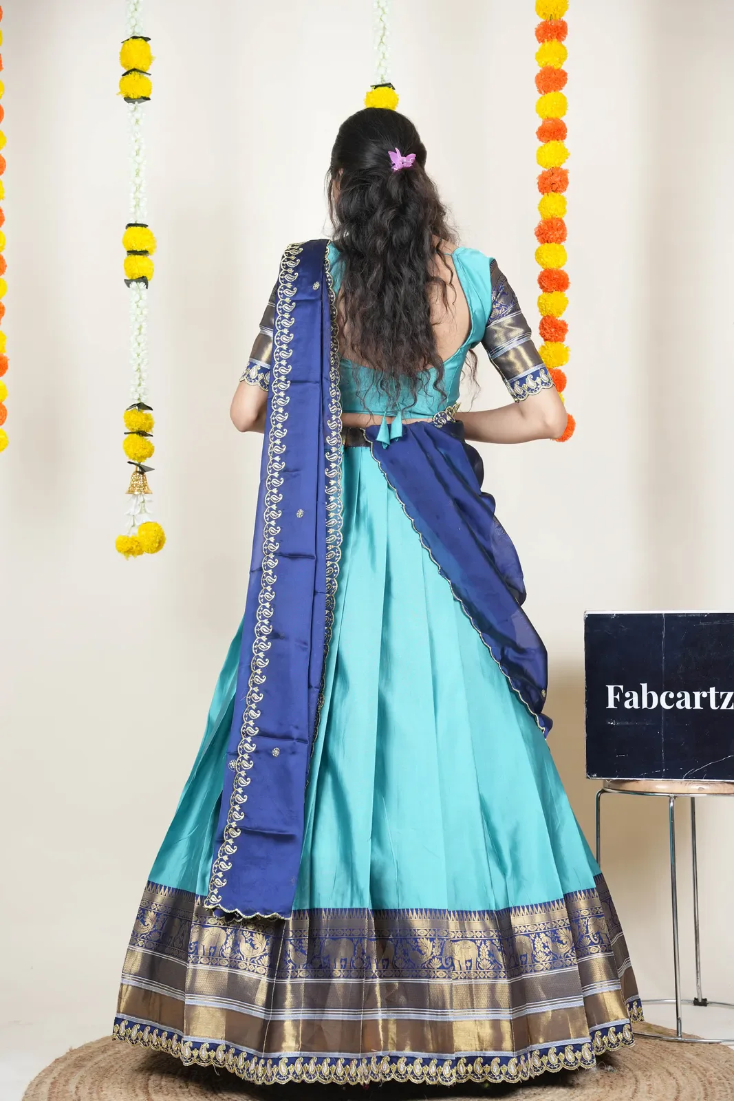 Women's Woven Design Half Saree with Embroidered Blouse and Dupatta Sharvika - Image 20