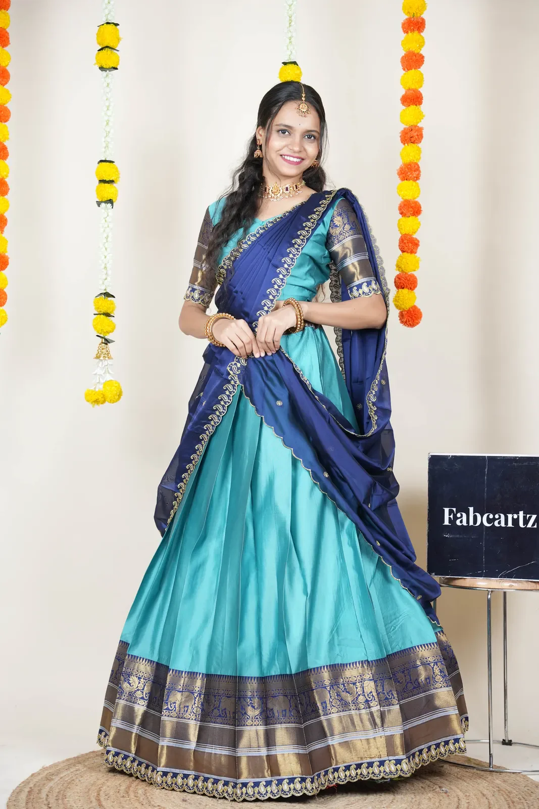 Women's Woven Design Half Saree with Embroidered Blouse and Dupatta Sharvika - Image 23