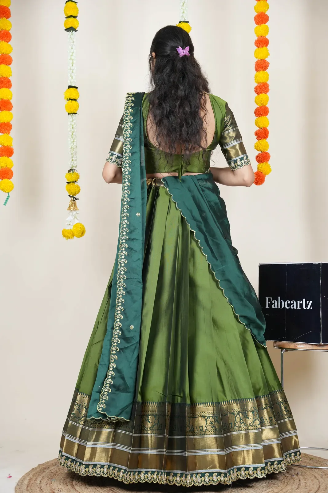 Women's Woven Design Half Saree with Embroidered Blouse and Dupatta Sharvika - Image 29