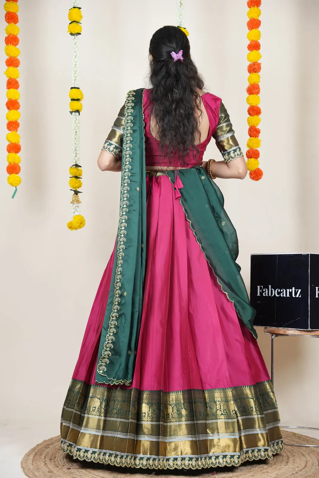 Women's Woven Design Half Saree with Embroidered Blouse and Dupatta Sharvika - Image 38