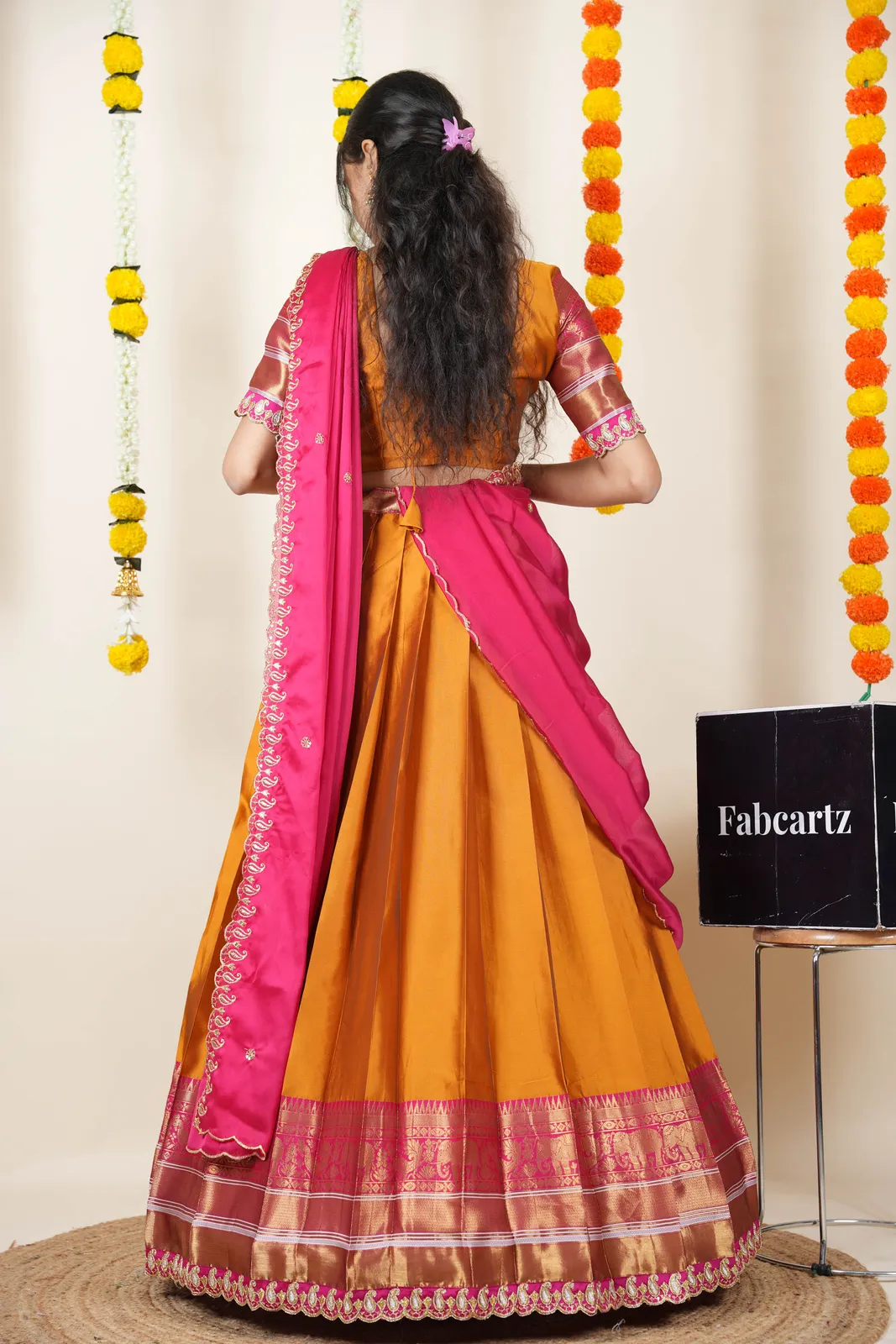 Women's Woven Design Half Saree with Embroidered Blouse and Dupatta Sharvika - Image 47