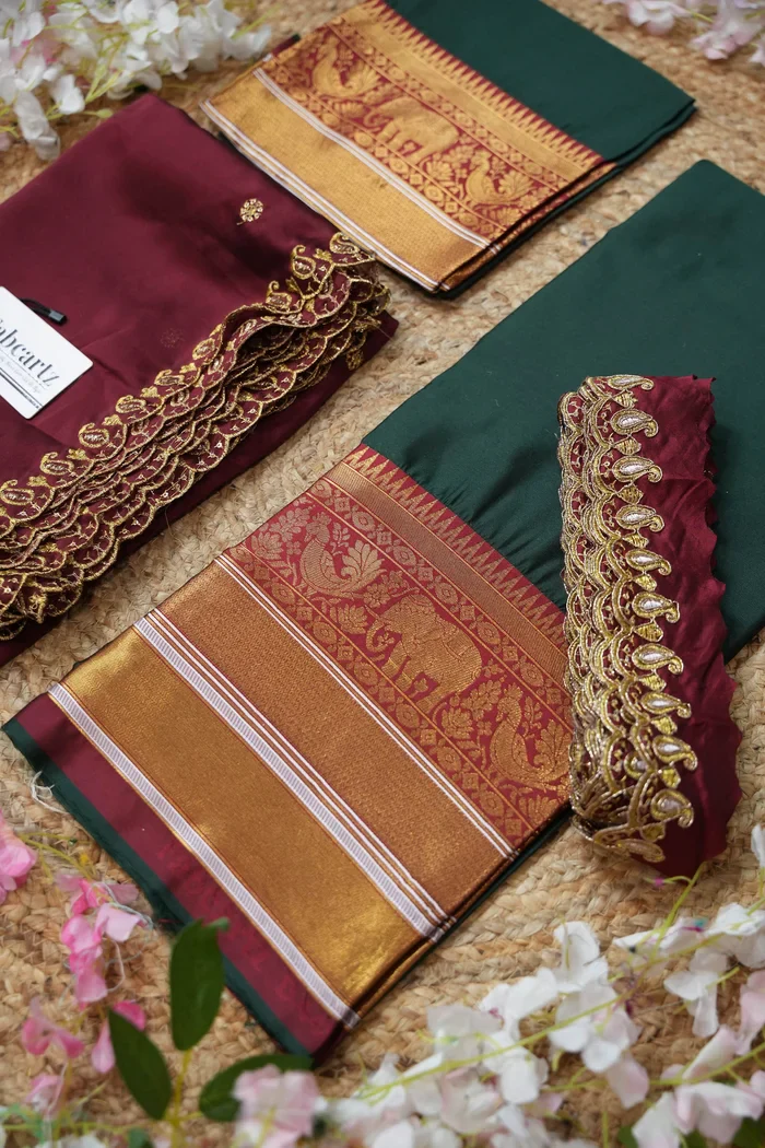 Women's Woven Design Half Saree with Embroidered Blouse and Dupatta Sharvika - Image 27