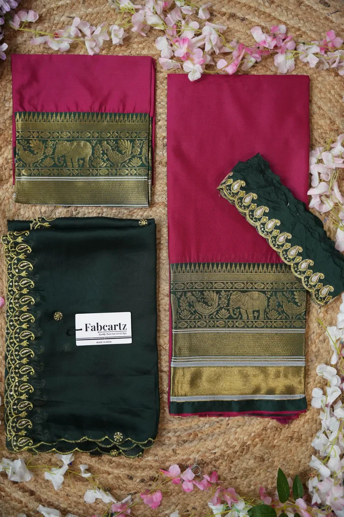 Women's Woven Design Half Saree with Embroidered Blouse and Dupatta Sharvika - Image 49