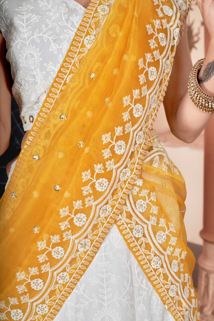 SnowWhite Women's Embroidered Georgette Lehenga Choli with Sequins Work - Image 6