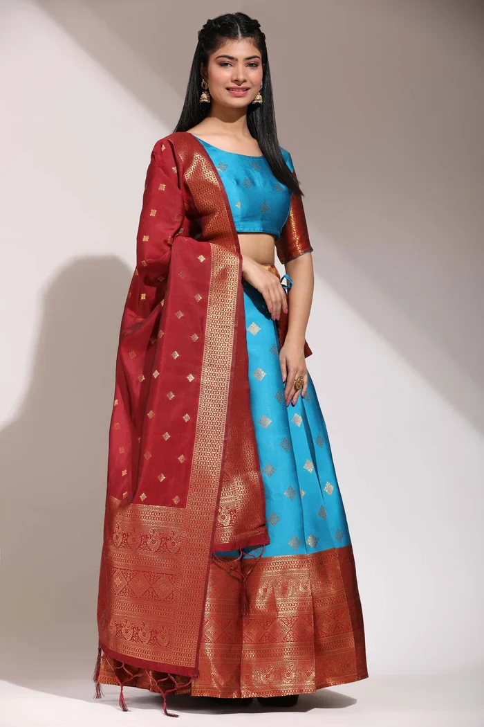 South Indian Festival Traditional Half Saree VedPattu - Image 15