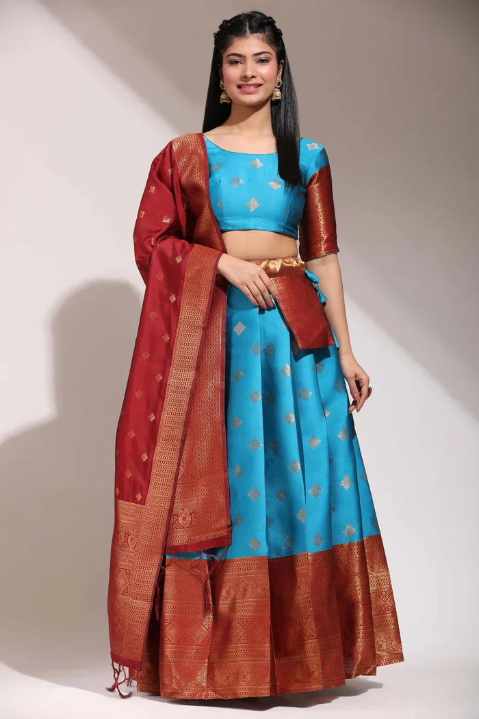 South Indian Festival Traditional Half Saree VedPattu - Image 17