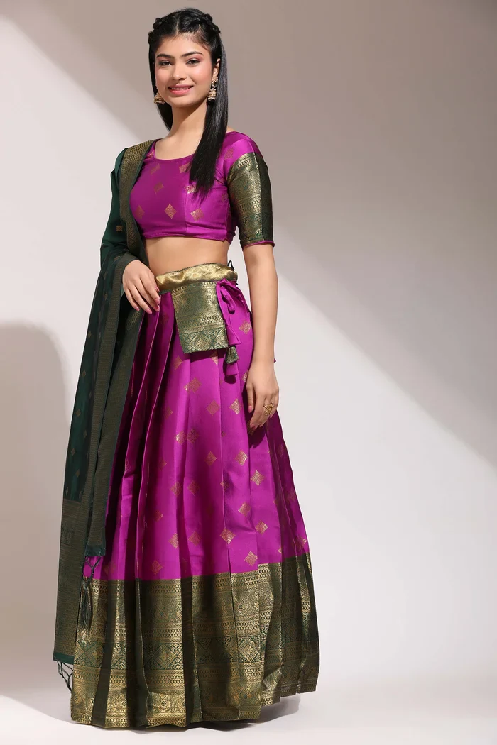 South Indian Festival Traditional Half Saree VedPattu - Image 47
