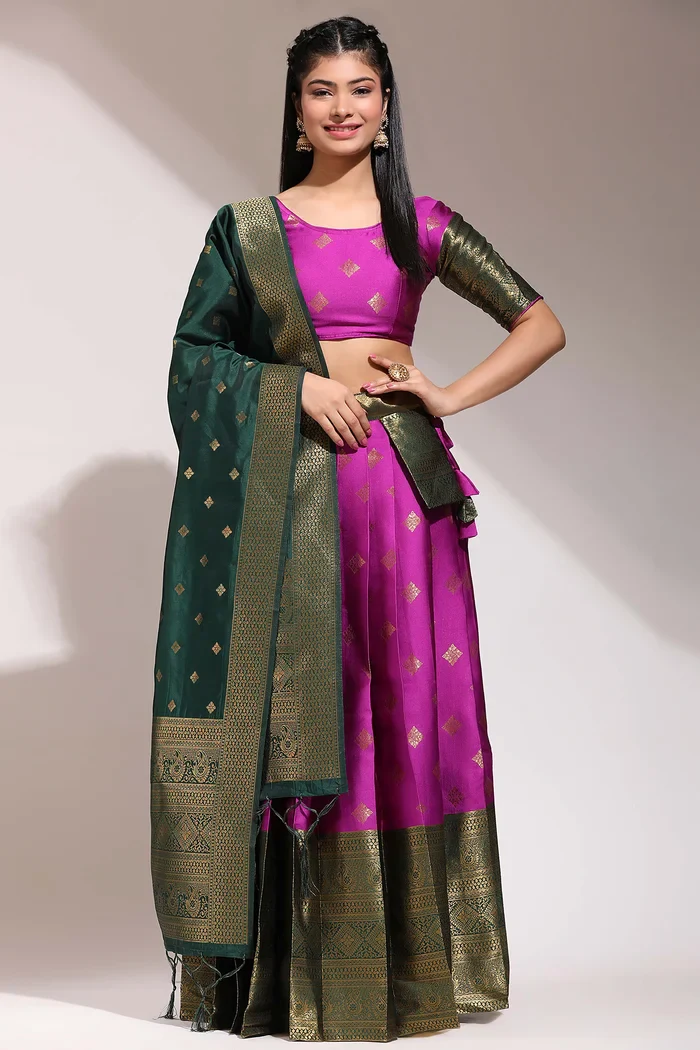 South Indian Festival Traditional Half Saree VedPattu - Image 48