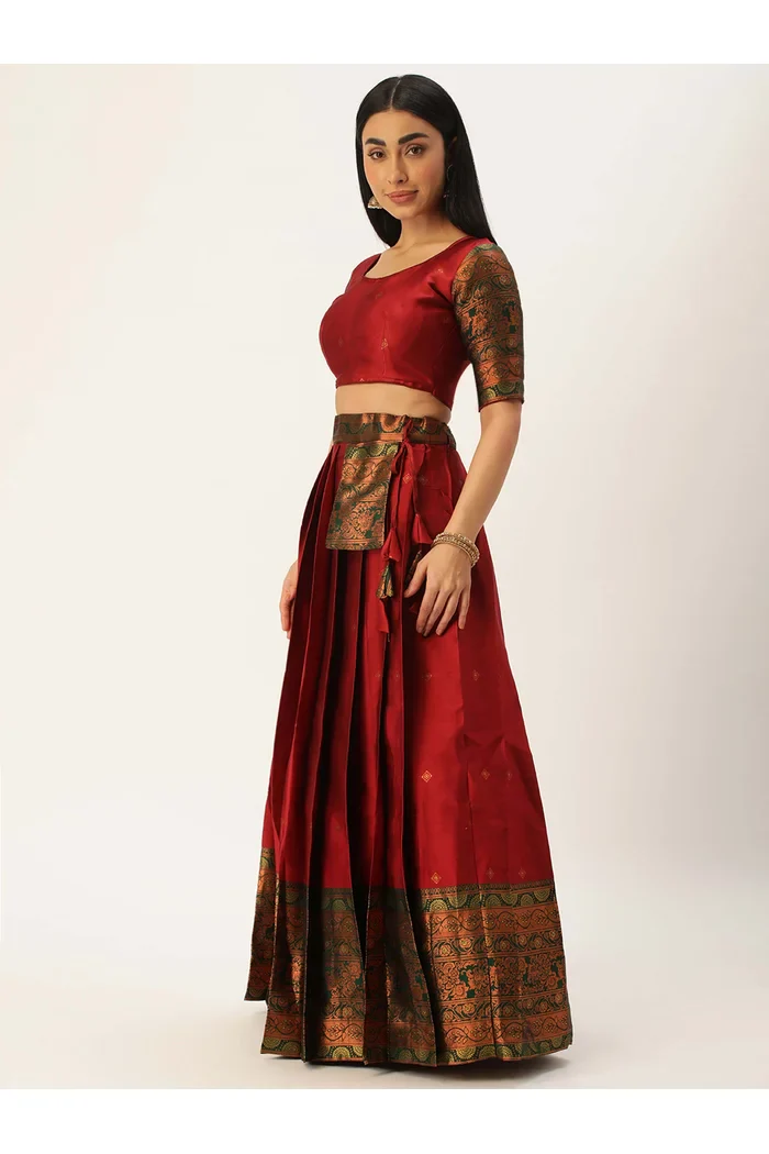 South Indian Festival Traditional Half Saree SquarePAttu - Image 4