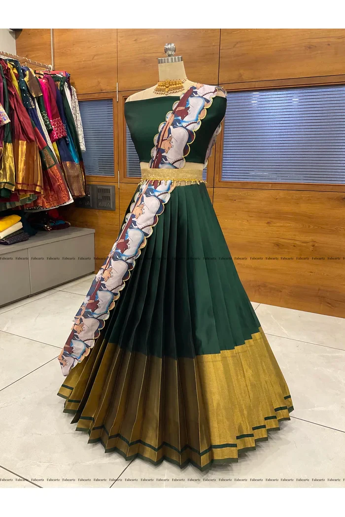 South Indian Festival Traditional Half Saree CowPAttu - Image 10