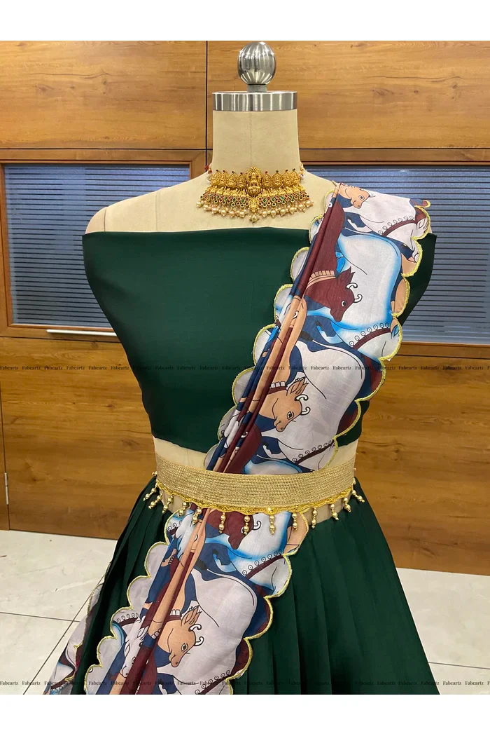 South Indian Festival Traditional Half Saree CowPAttu - Image 11