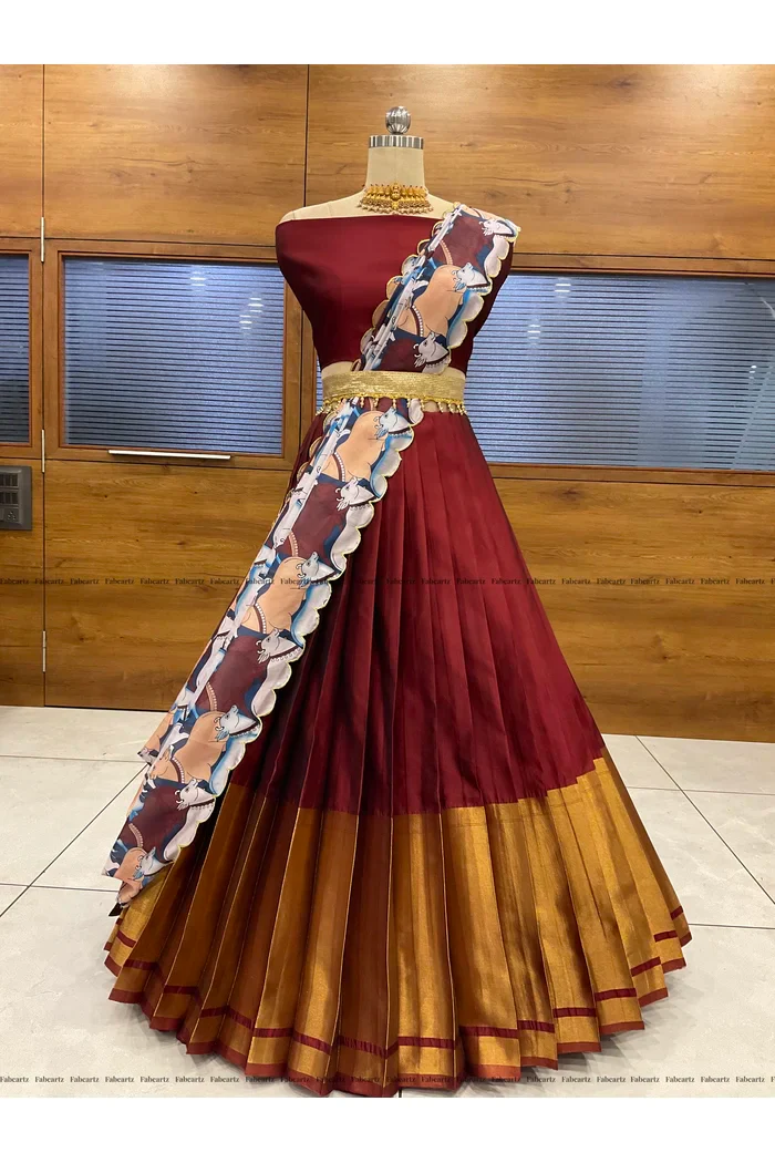 South Indian Festival Traditional Half Saree CowPAttu - Image 22