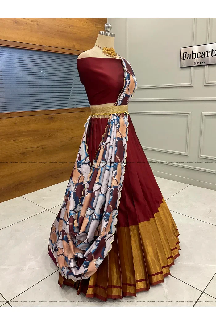 South Indian Festival Traditional Half Saree CowPAttu - Image 23