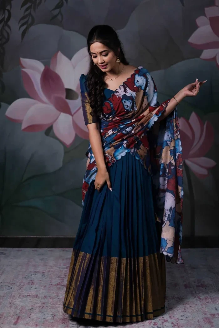 South Indian Festival Traditional Half Saree CowPAttu - Image 4