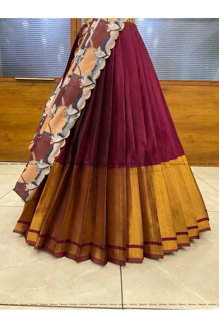 South Indian Festival Traditional Half Saree CowPAttu - Image 40