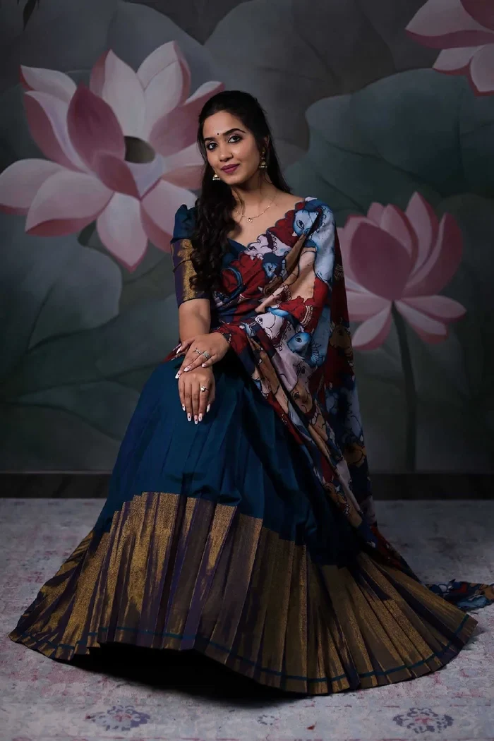 South Indian Festival Traditional Half Saree CowPAttu - Image 6