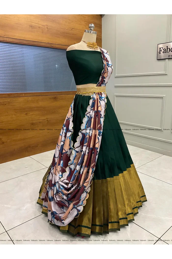 South Indian Festival Traditional Half Saree CowPAttu - Image 9