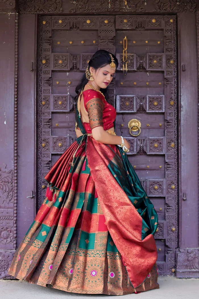 South Indian Festival Traditional Half Saree Vishnu - Image 2