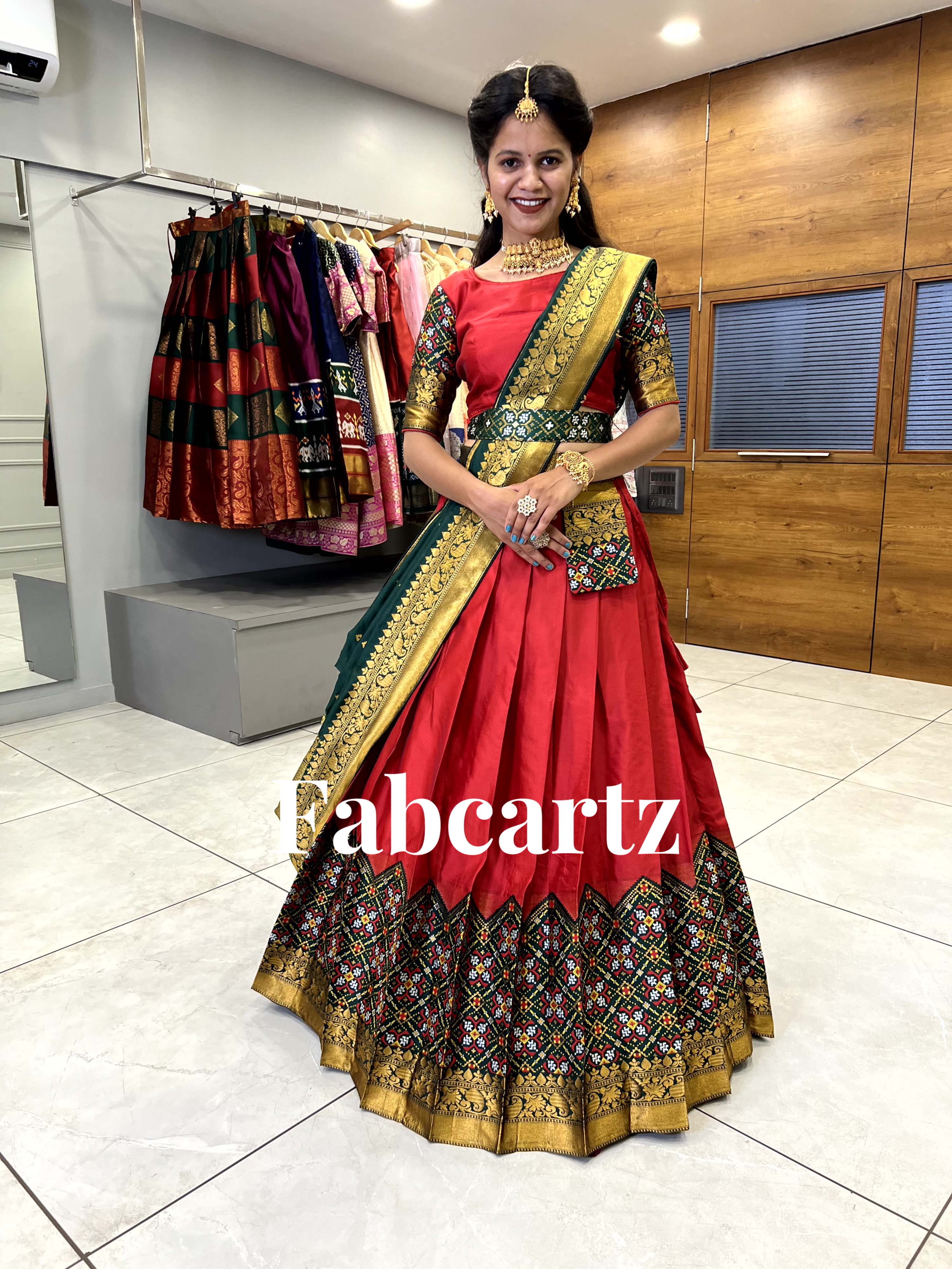 South Indian Festival Traditional Half Saree Patola - Image 17